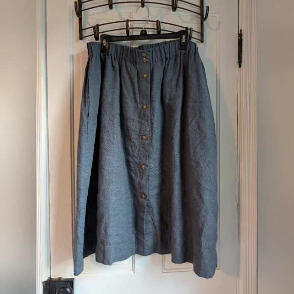 notPERFECTLINEN Marsielle Skirt, XL, Dark Grey-blue - Picture 1 of 5